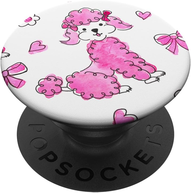 Mid Century Modern Pink Poodle Coquette Dog Whimsical Preppy PopSockets PopGrip for MagSafe