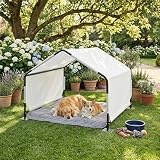[en.casa] Hundehütte Outdoor Valevali Hundezelt mit Dach und Seitenwänden 122 x 122 x 90 cm Hundeliege für kleine bis große Hunde Metallgestell wasserabweisend Schwarz/Weiß
