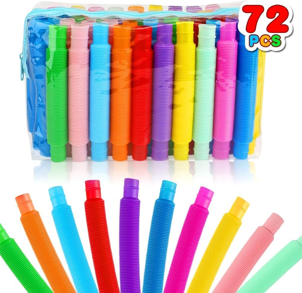 Siwarm 72 Pack Pop Tubes, Party Favors Sensory Toys for Stress Relief Classroom School Prizes