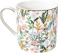 Vista 13 de Taza de cerámica WAVEYU para mujeres, linda taza de café y agua con asa para las fiestas de Navidad, diseño de mármol con asa para el hogar