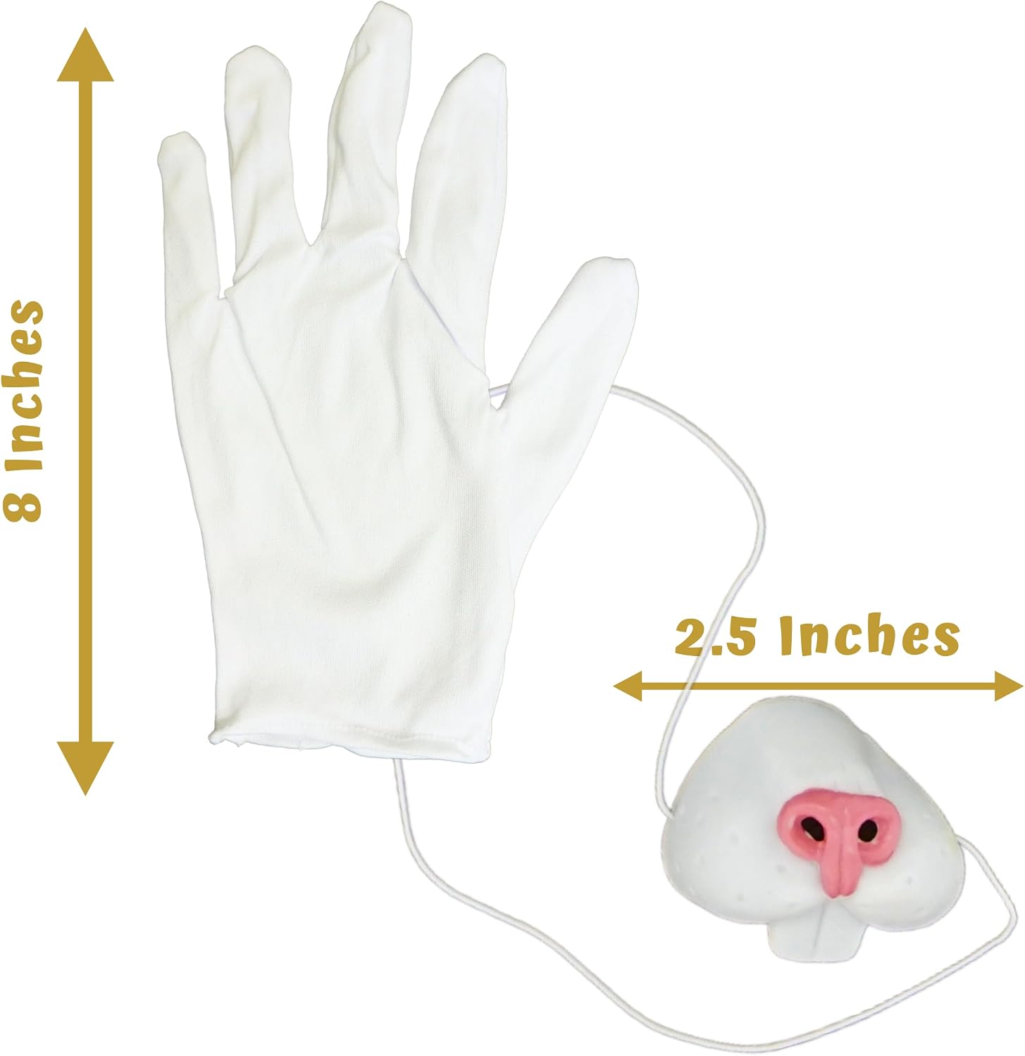 4E's Novelty 4Pcs Set Costume Accessory Set for White Rabbit Costume for Adult Women Men, Halloween Costume, Tea Party Dress Up