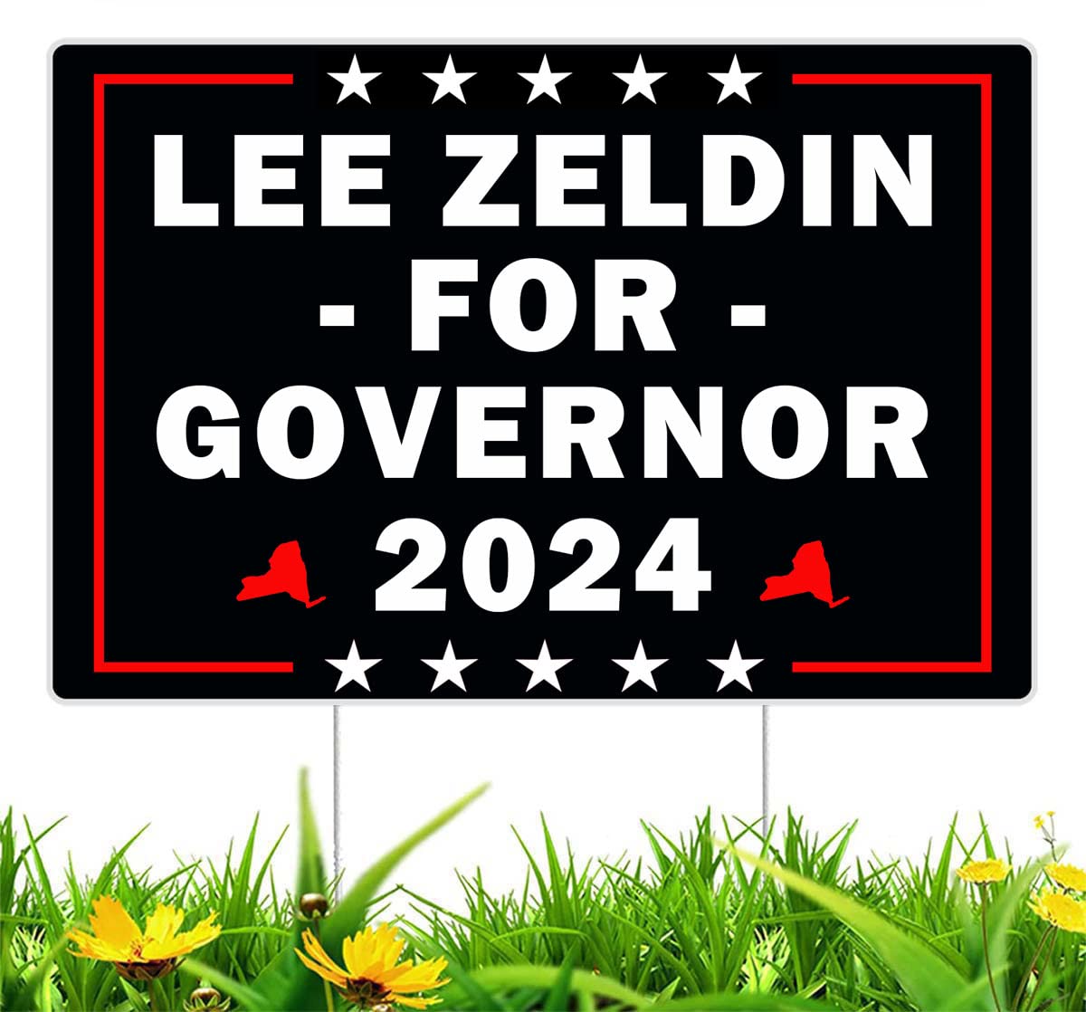 Lee Zeldin For New York Governor Yard Sign - Coroplast 2024 Governor Elections Fade Resistant Outdoor Décor with Metal H Stake for Outdoor Patio Garden 5mm Thick & 18x12 inch