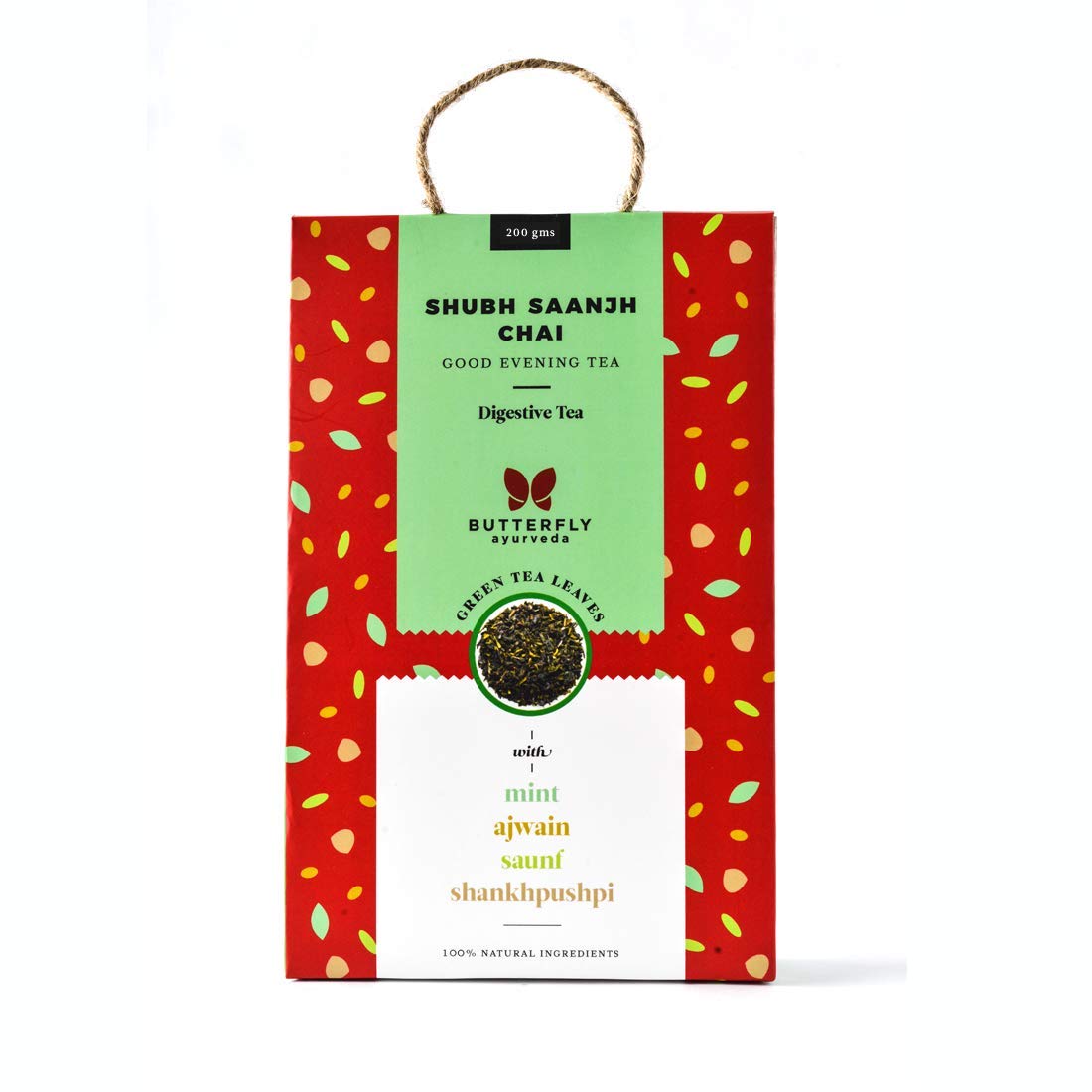 Butterfly Ayurveda Shubh Saanjh Chai | Mint Green Tea For Digestion | 200G