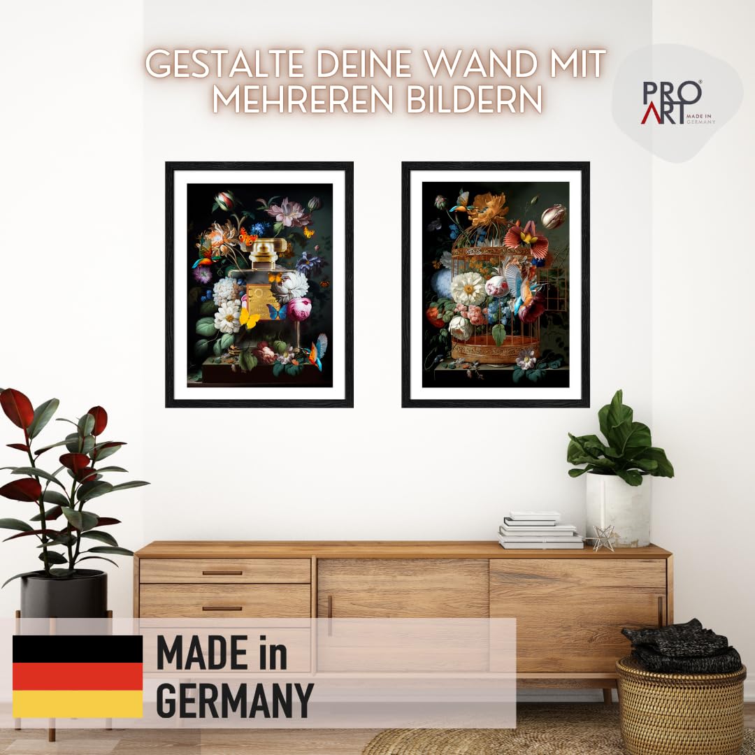 Pro-Art Gerahmtes Bild 50x70 cm – Frau auf Toilette – Lustiges Schwarz-Weiß WC-Wandbild mit Echtglas – Hochwertiger Druck – Handgefertigt in Deutschland