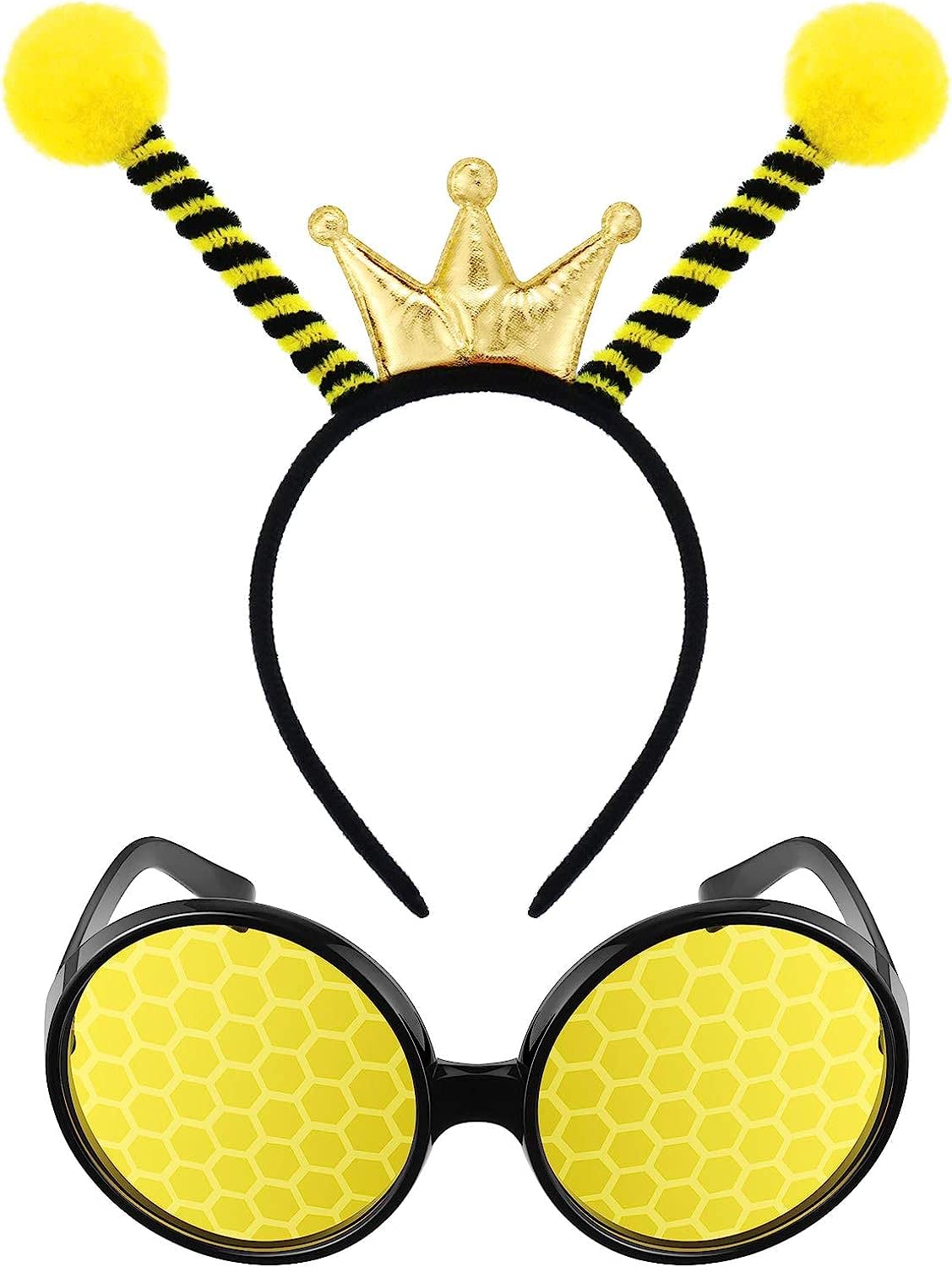 PMELCXD Bee Costume Bee Ladybug Antenna Headband and Glasses Set Bumble Bee Sunglasses Halloween Cosplay Party Favors