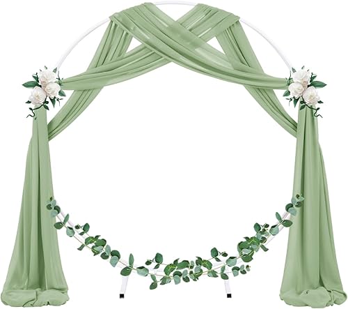 Miniatura 2 de Socomi Tela para Arco de Boda 3 Paneles 29" x 19 Pies Cortinas y Cortinajes de Gasa Transparente Verde Salvia 6 Yardas para Ceremonia de Boda y