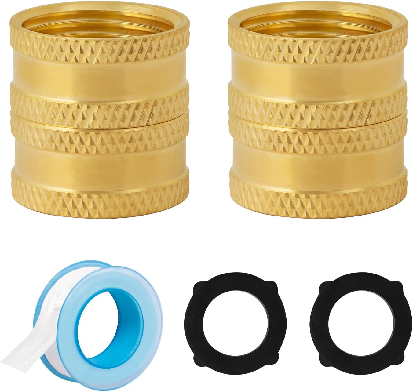 SUNGATOR 10 PCS 3/4" GHT Double Female Garden Hose Connectors, 3/4'' GHT Brass Swivel Garden Hose Adapter, 3/4 Inch Female Swivel Connectors with Washers