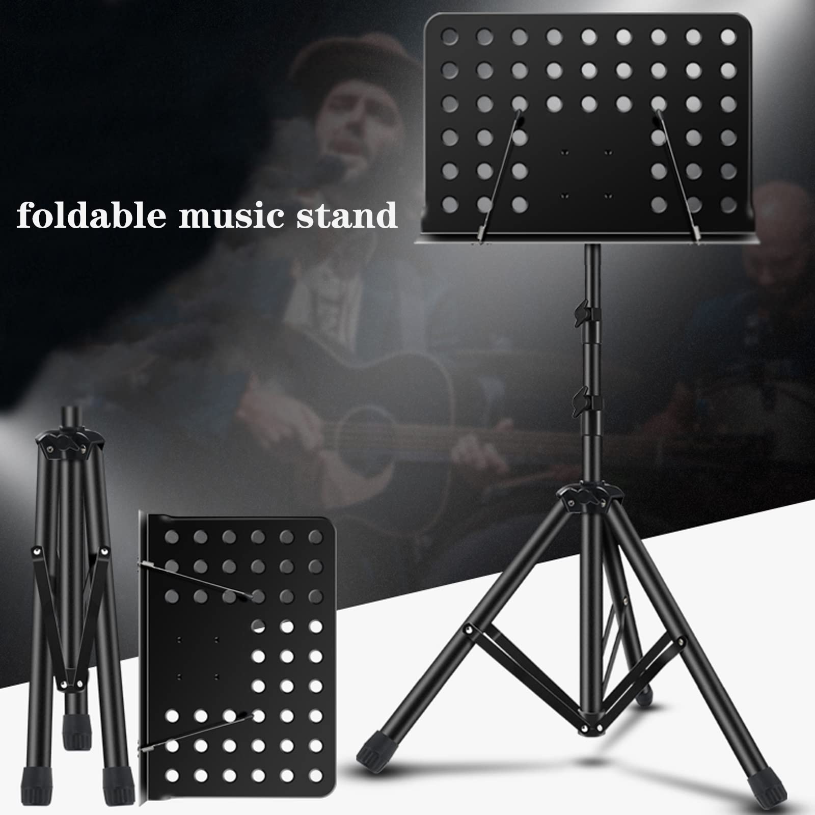 HJXGQJM Atril for Partitura Plegable Portátil Musica Metalico Soporte De Ajustables, Atril Portátil De Metal, Se Puede Utilizar for Violín De Tambor De Guitarra De Rendimiento Al Aire Libre