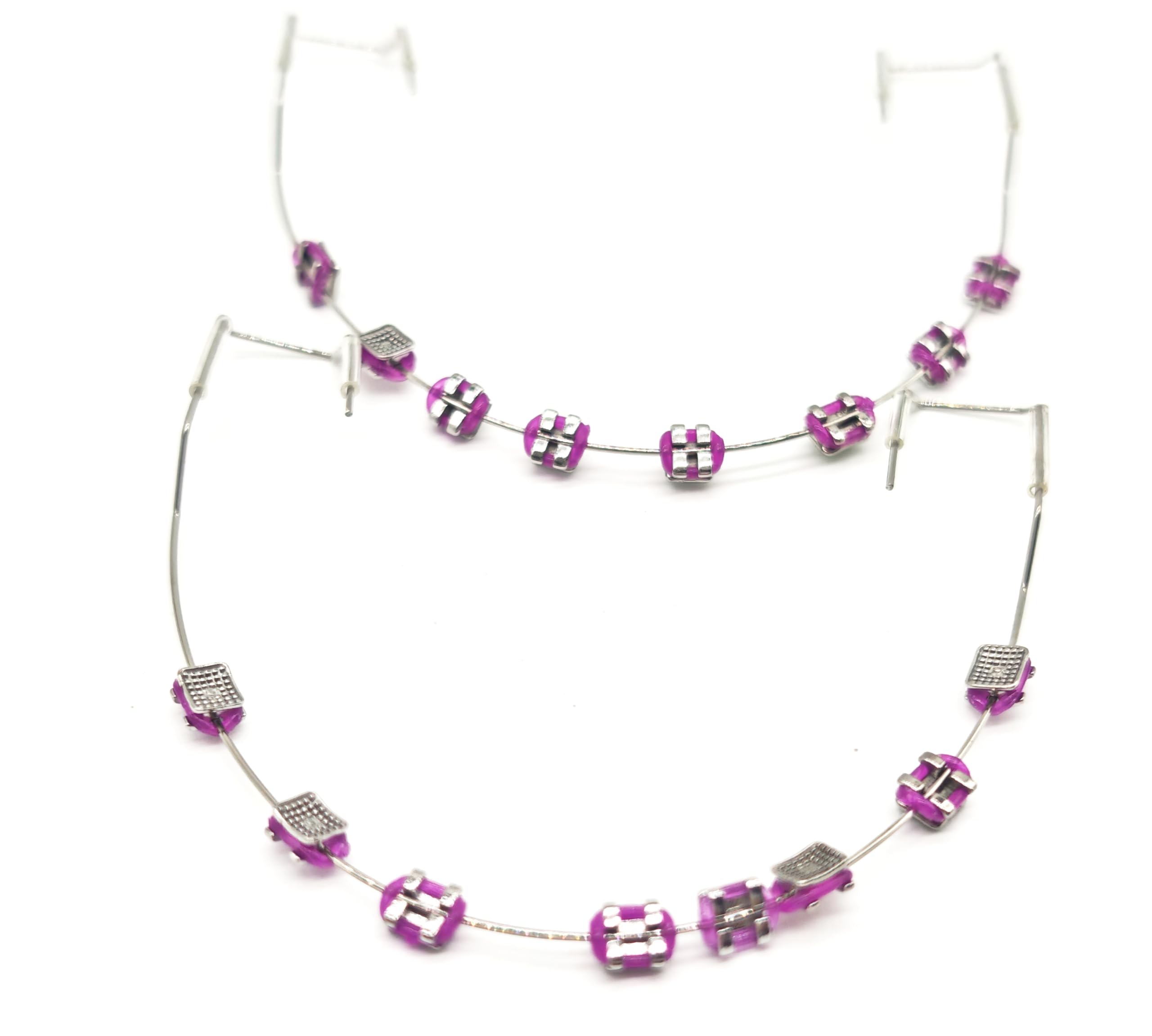 1 Pack Temporary Tooth Decoration with Metal Wires,Metal Bracket and Orthodontic Ligature Ties,Props for Dental Sudents to Practice (Purple)