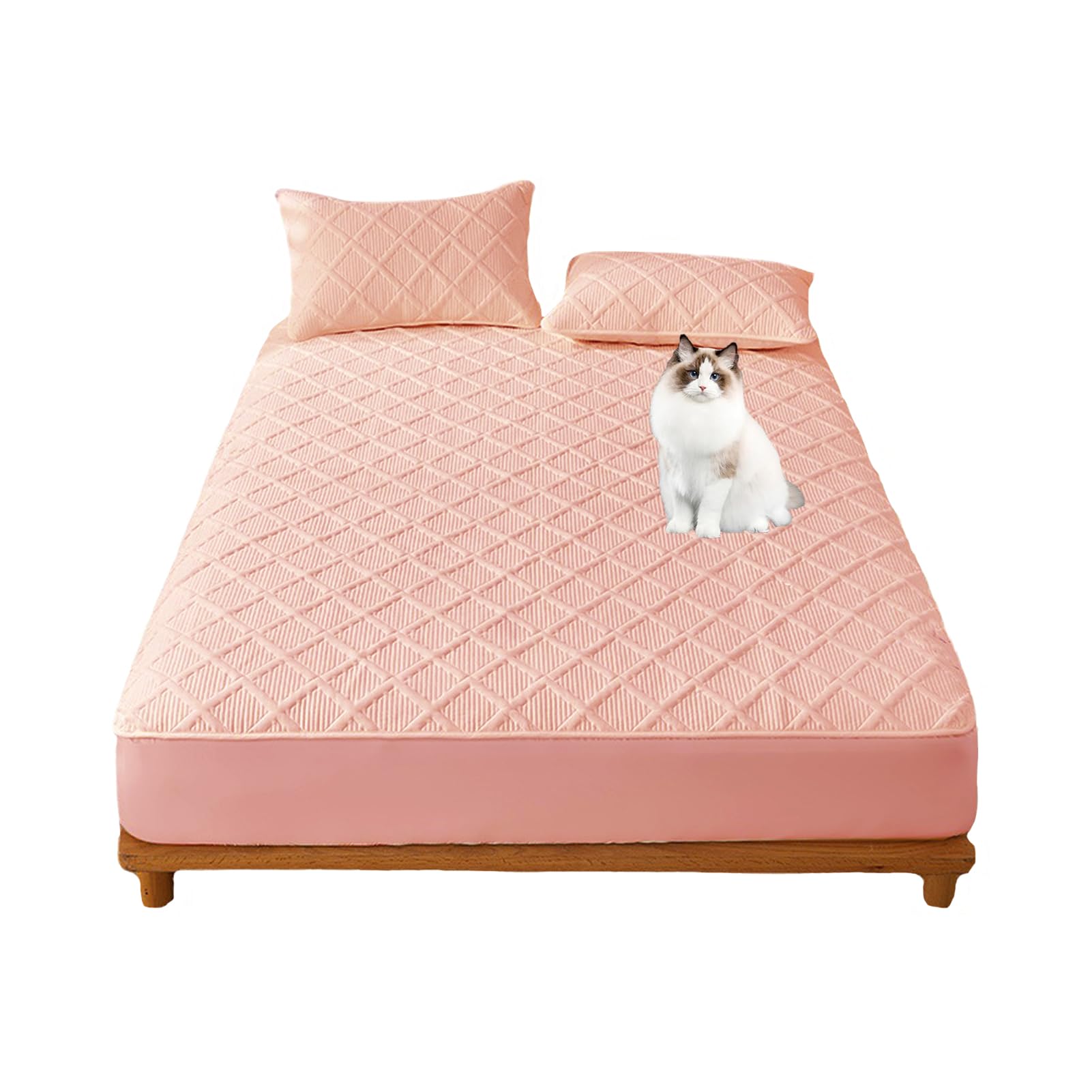Ycdzsw Pink Quilted Double Mattress Protector, Soft Breathable Mattress Cover, 30Cm Extra Deep Fitted, Anti-Allergenic, Machine Washable, For Comfortable Sleep (,90 X 190 Cm)