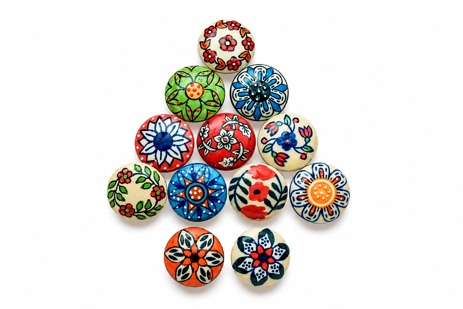 JGARTS 12 x Mix Vintage Look Flower Ceramic Knobs