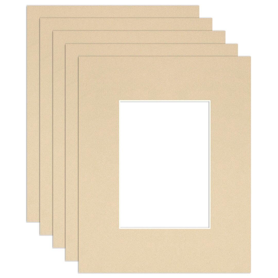 Procut Global 20x16" Ivory Picture Mounts to Fit A4 Aperture - Precision Cut Cardboard Photo Mount - Ideal for Frames, Prints, Artwork & Certificates - Sizes & Colours Available - 5 Pack