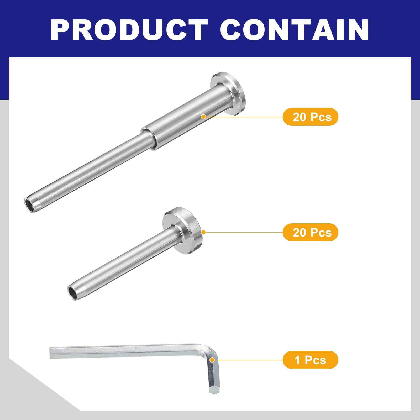 QUARKZMAN 20 Coppie Kit Cavi Ringhiera Invisibile, Tenditore e Terminale Nascosti 1/8" Acciaio Inossidabile T316, Ferramenta Ringhiera Cavo Montanti Legno/Metallo 2"x2", 4"x4", Argento
