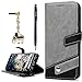 YOKIRIN Galaxy S8 Plus Case, Classic Pattern PU Leather Wallet Case Soft TPU Inner Card ID Holder Stand Feature Folio Flip Wrist Strap Cover for Samsung Galaxy S8 Plus Dust Plug & Pen, Gray & Black