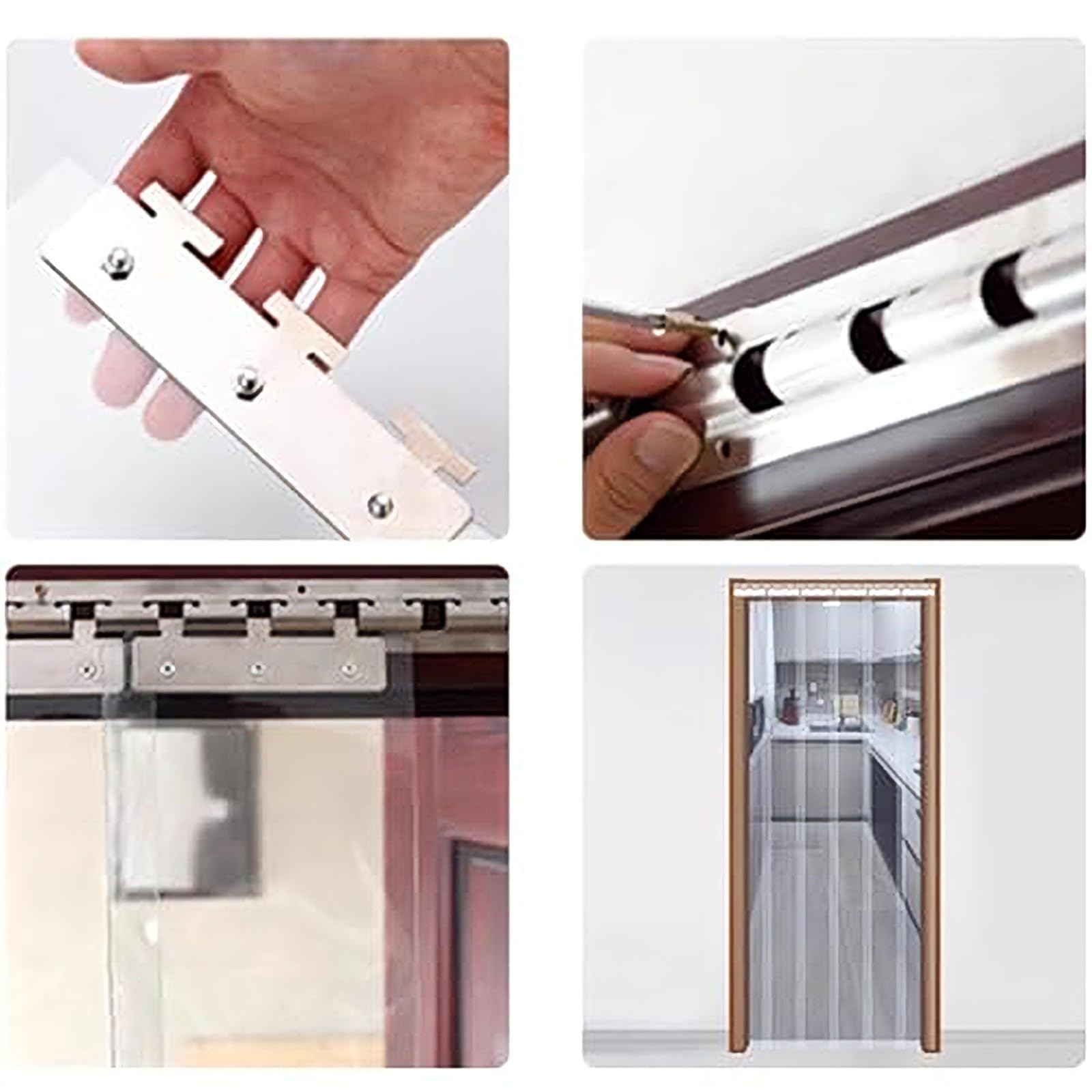 SHAARI Bandes De Rideaux De Porte en PVC, Rideaux De SéParation pour SupermarchéS ImperméAbles, Haute Transmission Lumineuse pour EntrepôTs, Camions(195x350cm/76.77x137.8in)