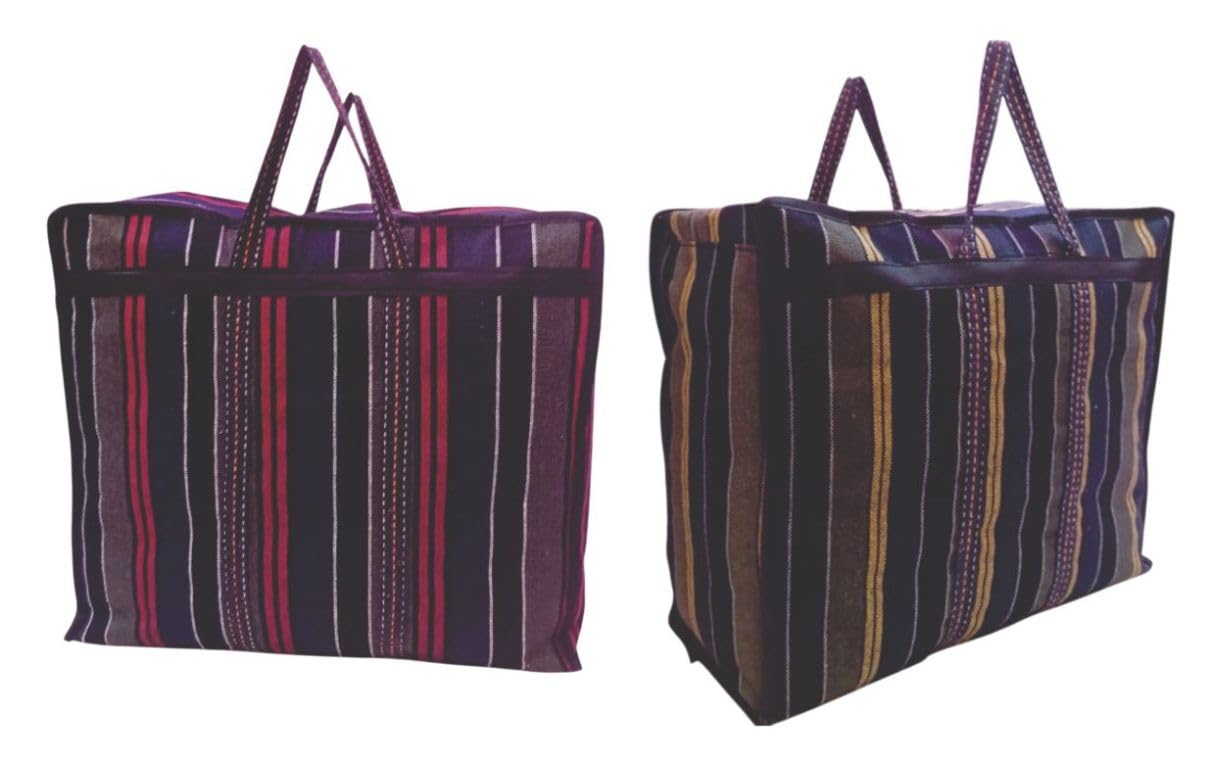 Dira Multipurpose Large Jumbo Size Storage Bag Heavy Duty WaterProof Canvas Shopper Bag Strong Handles with Zipper (Pack of 2) Multicolour-image-20