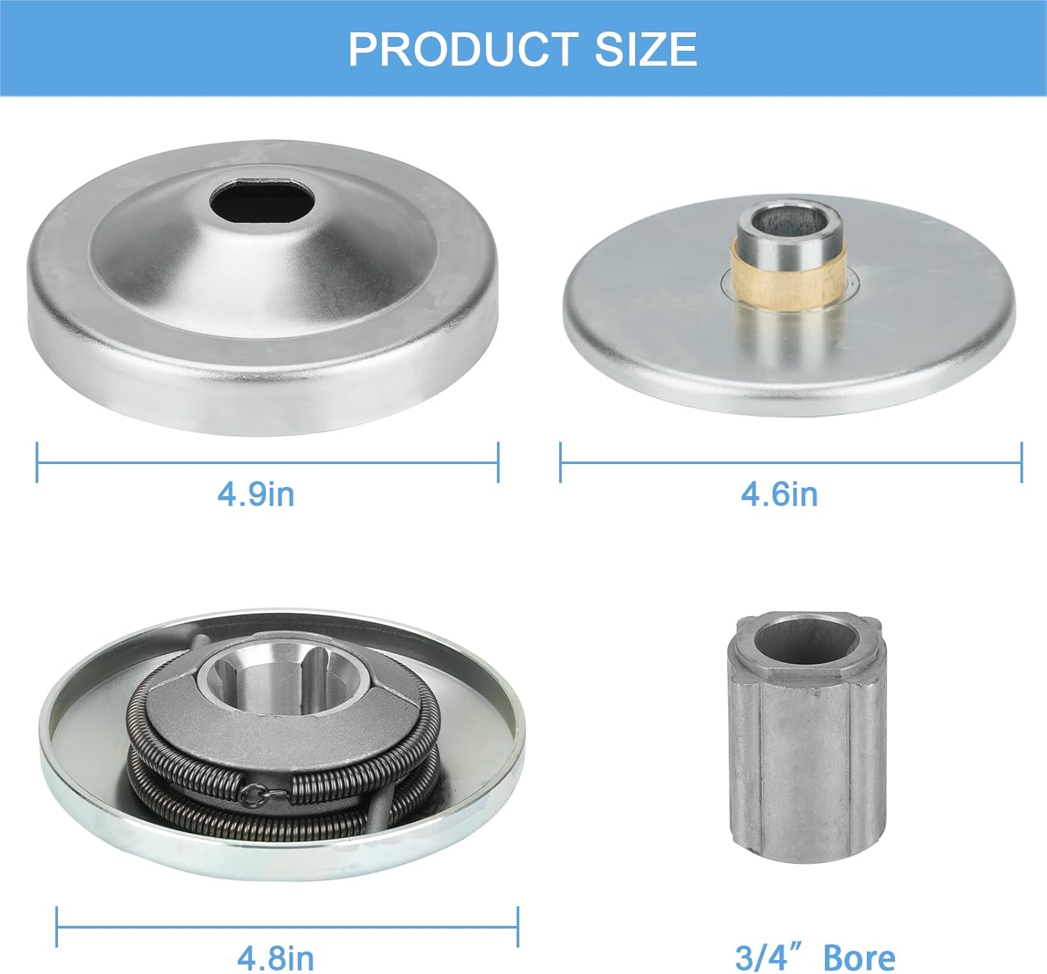 Torque Converter Clutch Driver Pulley with Belt for 30 Series 2-7HP Go Kart/Mini Bike, for 3/4" Bore Max Torque, Compatible with Manco Comet 219552A 212CC