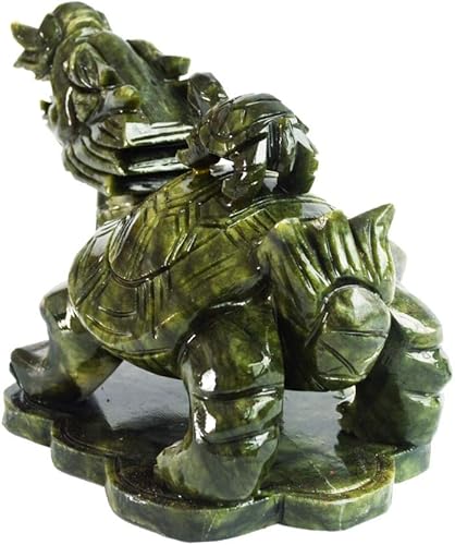 Miniatura 6 de LILOVE Feng Shui chino gran tortuga de dragón de jade verde para la riqueza estatua escultura figuritas