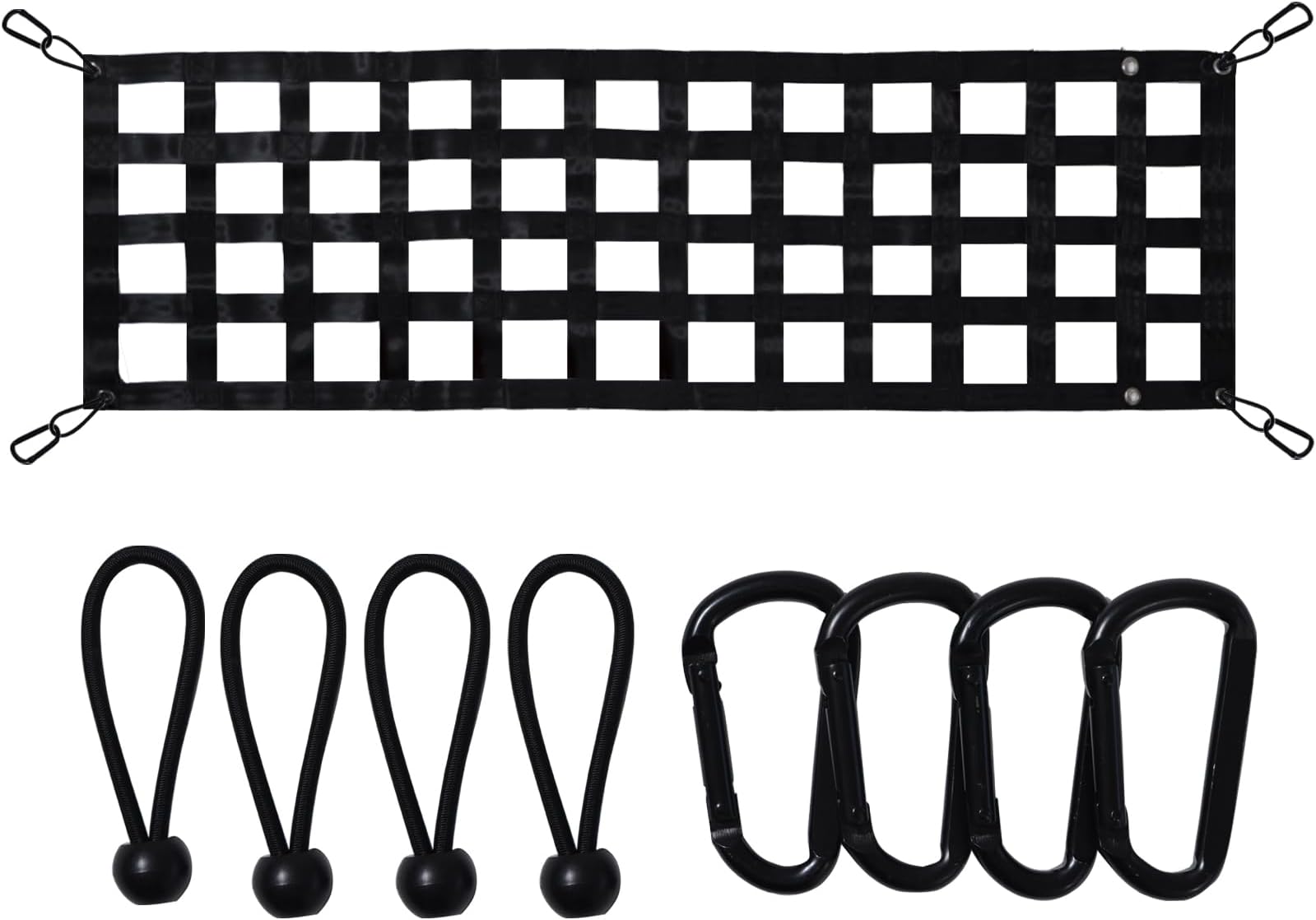 Truck Tailgate Net 60''x18'' Heavy Duty Tailgate Cargo Net for Pickup Truck Bed Organizer with Reflective Stripes Suitable for Trailer, Boat, SUV