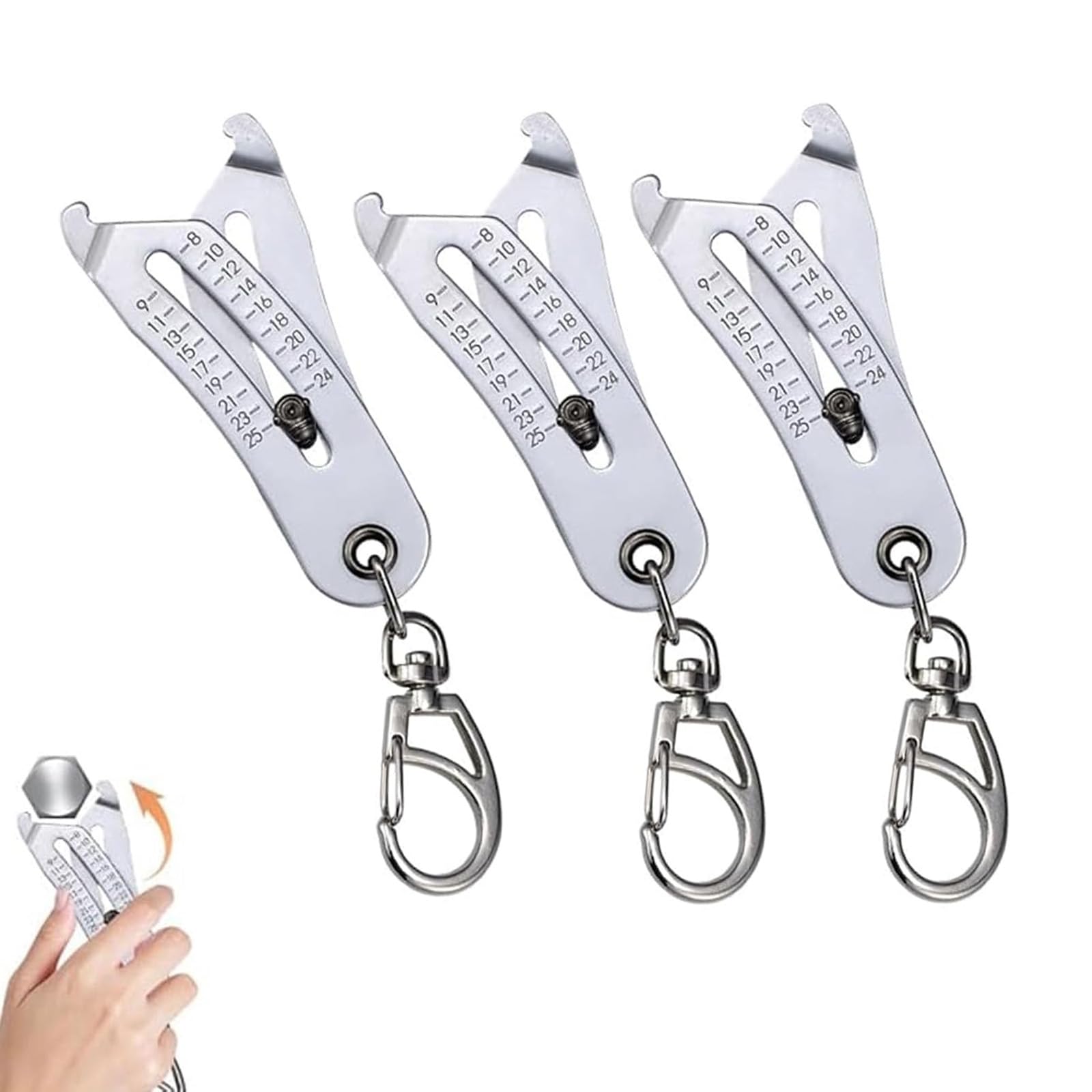 Nut Sizer, Thread Size Verification Tool, Portable Thread Size Checker Keychain, Screw Bolt Nut Identifier Gauge Size Gauge Bolt, Quick Hand Measuring