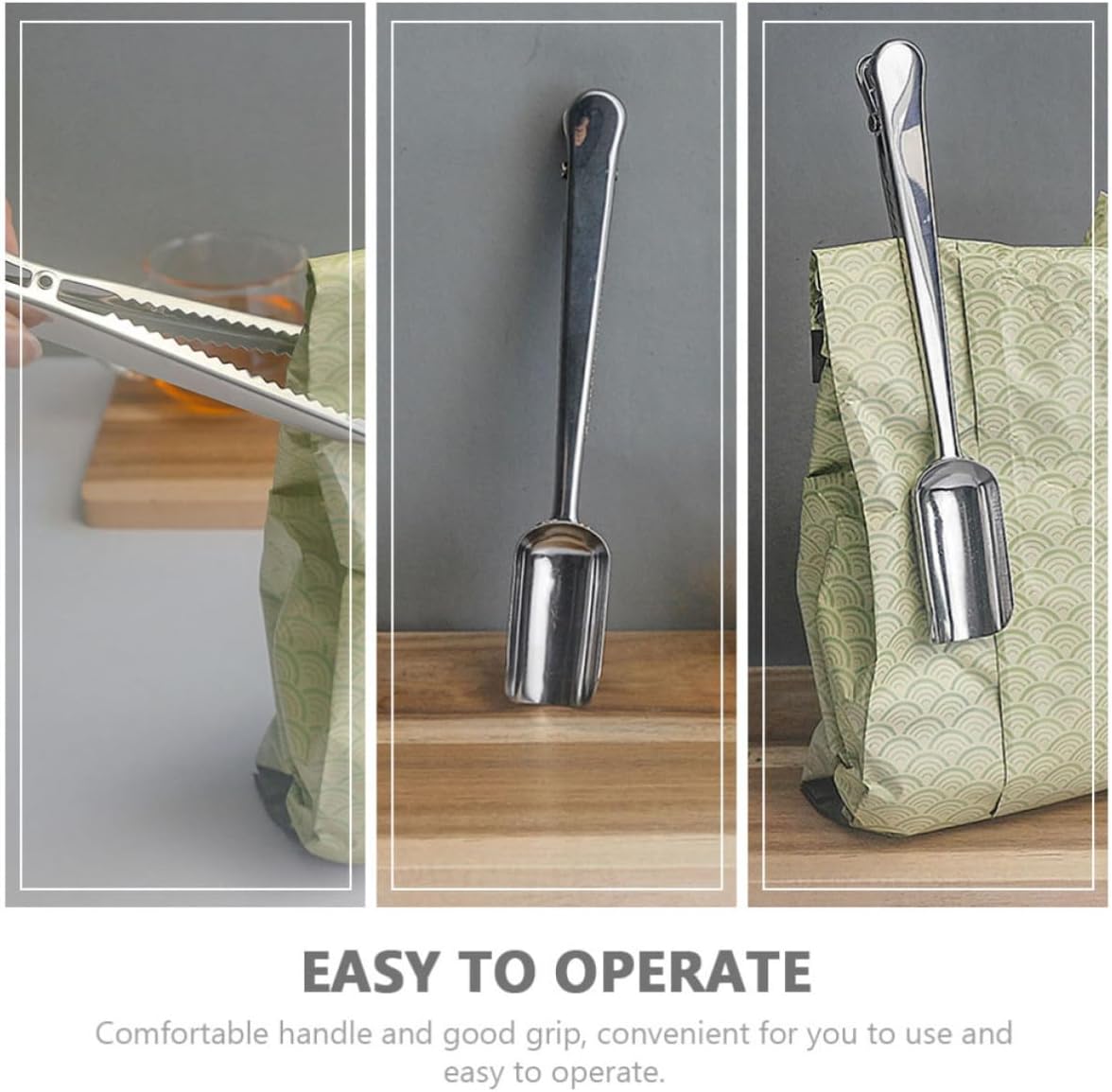 Tea Spoon Scoop with Clip Stainless Steel for Tea and Salt Storage