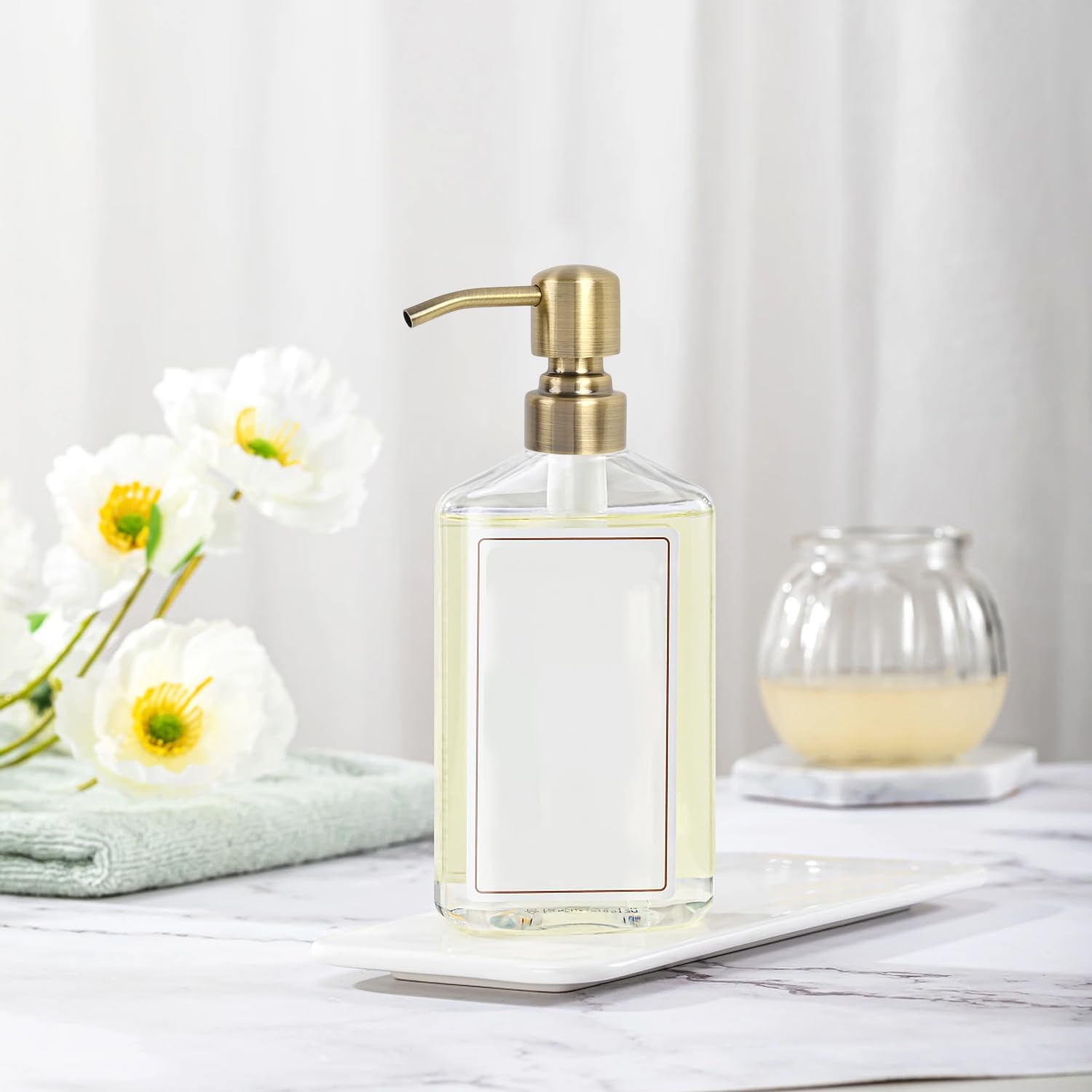 Amazon｜ASUNFO ハンドソープポンプディスペンサー 2個セット ブロンズ