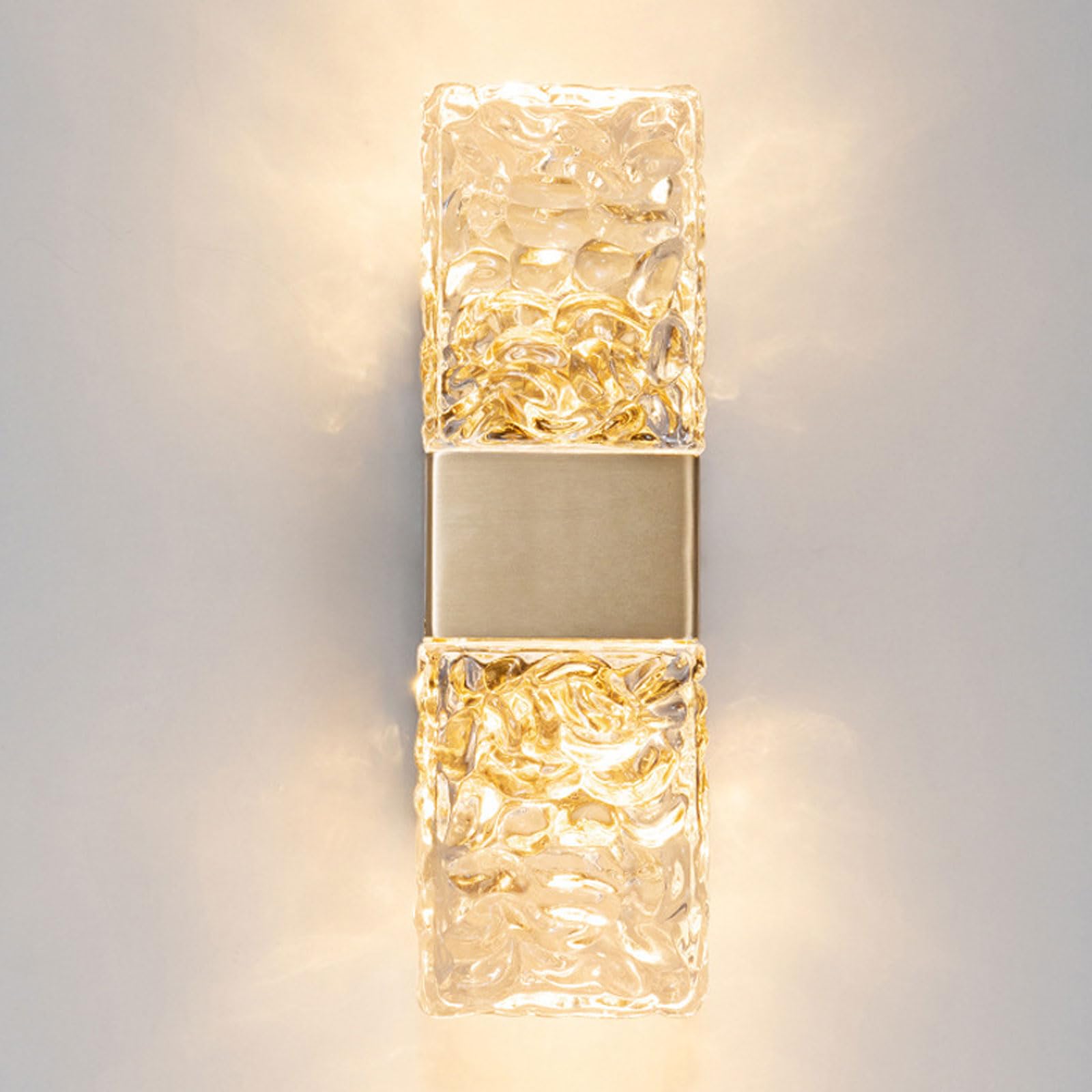 AWEITG Elegant European Style Iron Wall Sconce Transparent Glass Lampshade for Indoor and Outdoor Use(Gold-2)