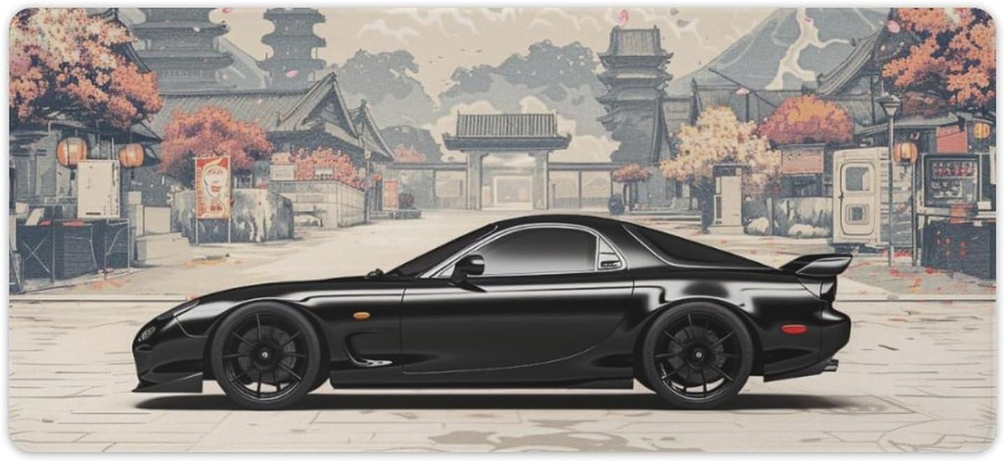 Car Large Mouse Pad Gaming Mousepad Rx7 Cool Black Sport Car JDM Japanese Desk Mat Big Mousepad Extended Keyboard Computer Pad 40X90cm