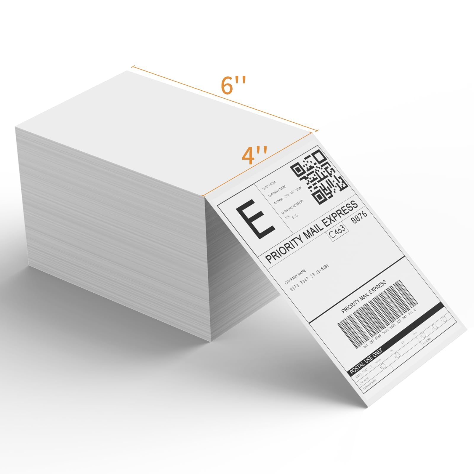 Rongta Fanfold 4x6 Inch Direct Thermal Labels Perforated Shipping Label for Direct Thermal Printers Clear Printing Permanent Adhesive Barcode Label Paper (White, 150mmx100mm, 500pcs)