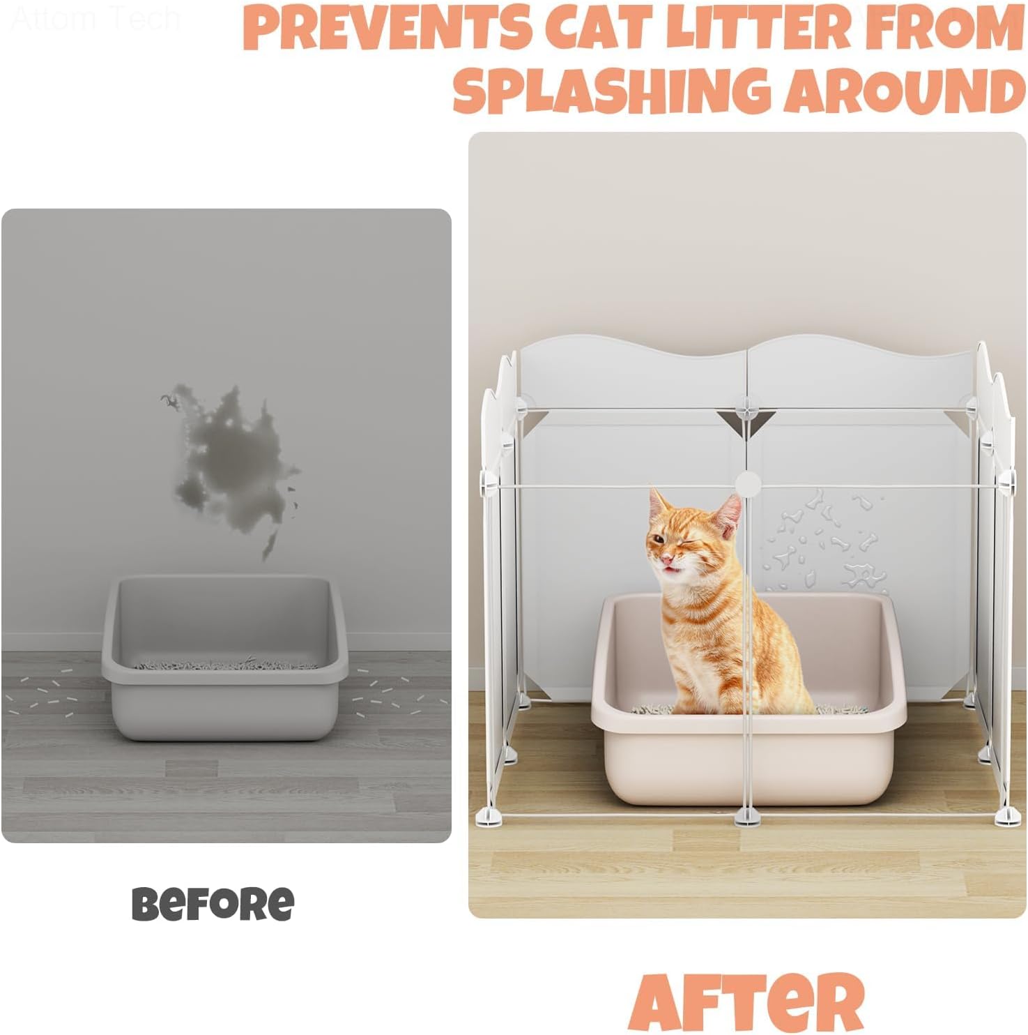 ZooZoo Cat Litter Box Enclosure Splash Guard and Pet Feeding Mat for Dog & Cat