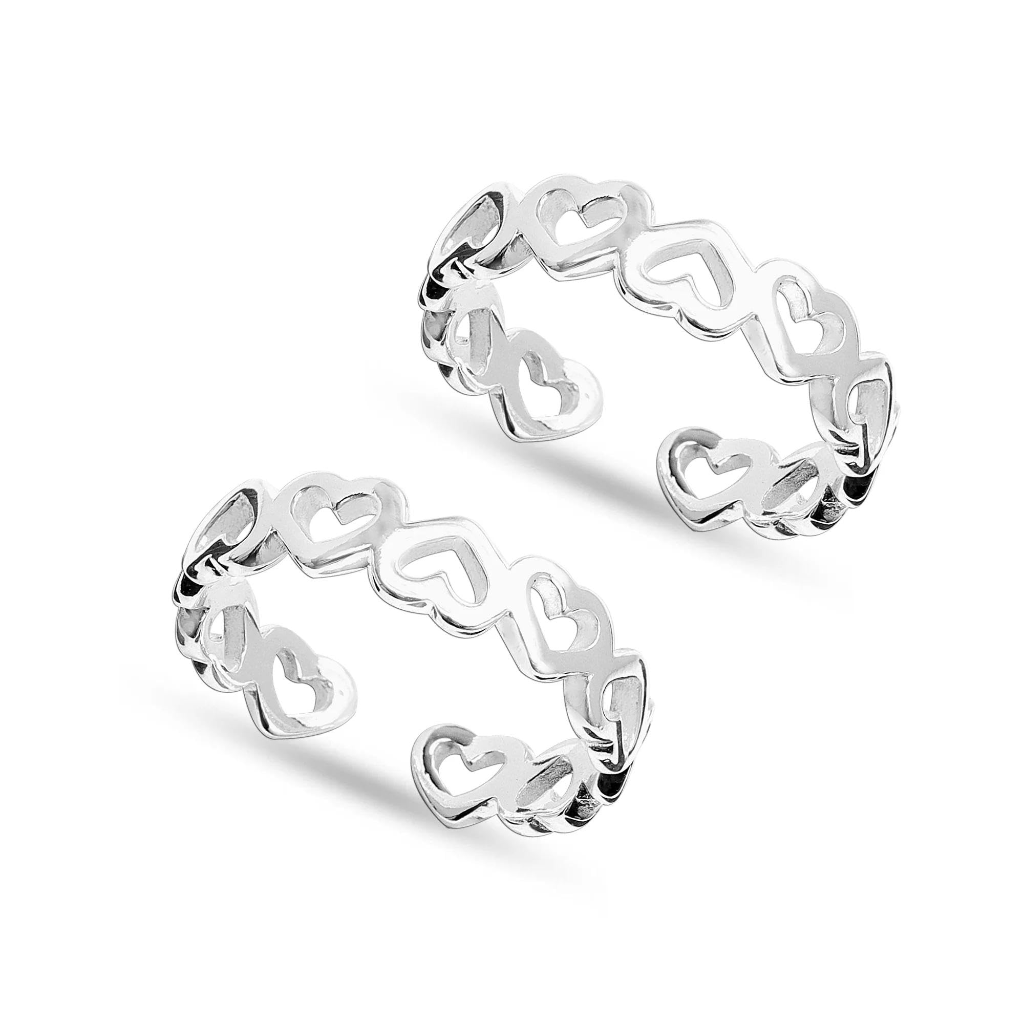 925 Silver Open Heart Toe Rings for Women-image-47