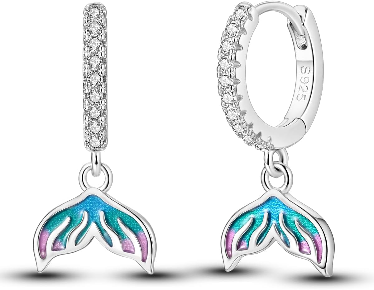 Dangle Drop Earrings 925 Sterling Silver Earrings for Women Cubic Zirconia Dangle Hoop Earrings Moon and Star Earrings Dream catcher Earrings for Women