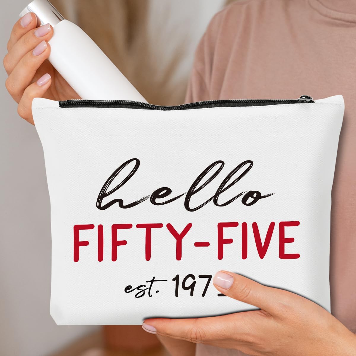 Funny 55th Birthday Gifts for Women 1971 Birthday Gift Makeup Bag, Happy Anniversary 55th Party Decorations for Women Cosmetic Bag, 55 Year Old Gifts Make Up Bags - Image 6