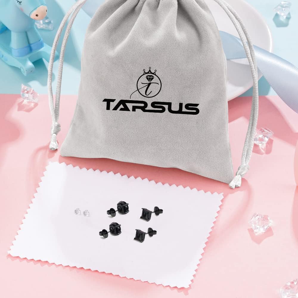 Hypoallergenic Mens Black Earrings Stainless Steel Nickel Free Jewelry for Sensitive Ears, Onyx Single Diamond 5-7mm - Image 7