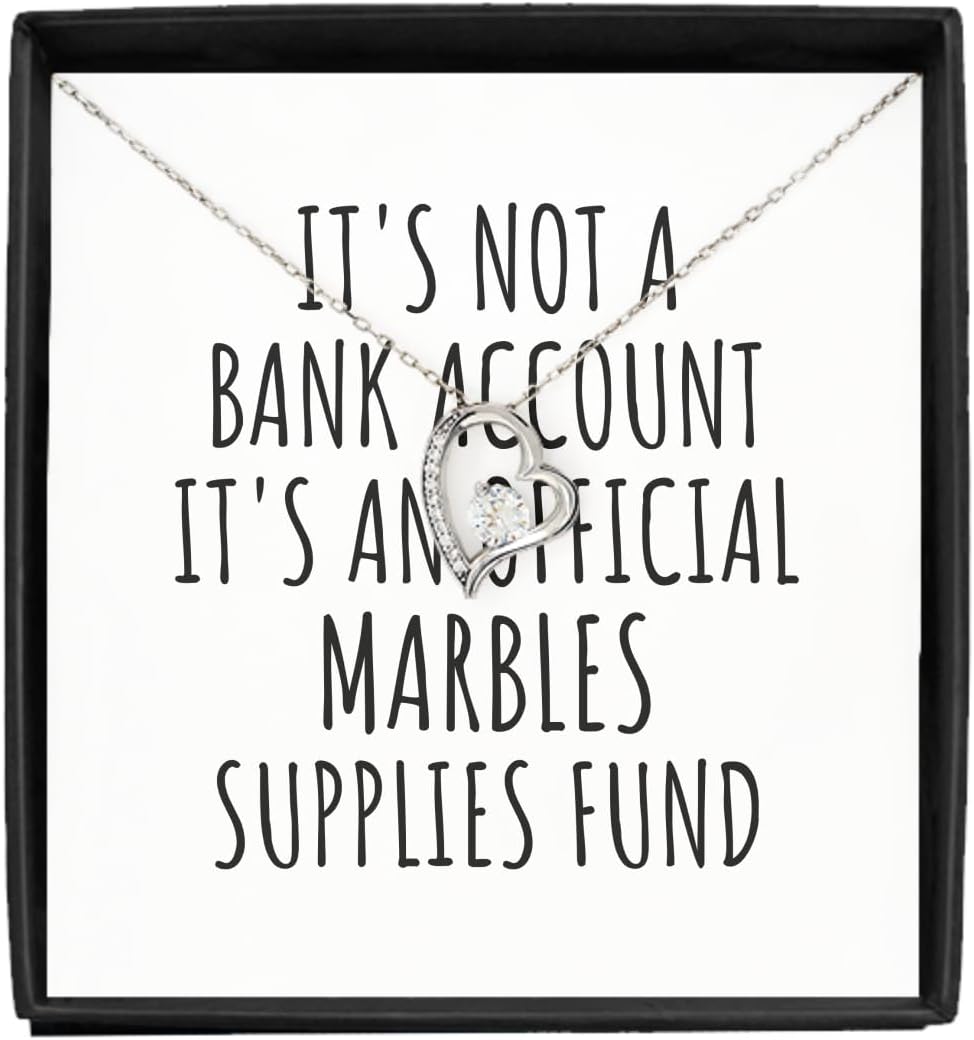 EzGift Funny Marbles Necklace Pendant Its Not A Bank Account Official Supplies Fund Hilarious Gift Idea Hobby Lover Sarcastic Quote Fan Gag Jewelry With Chain Message Card Box