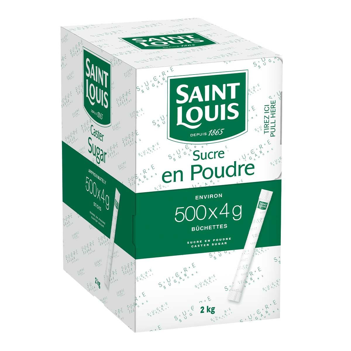 SAINT LOUIS - SUCRE EN POUDRE - 500 BÛCHETTES DE 4g (2KG) - IDÉAL POUR LES PROFESSIONNELS