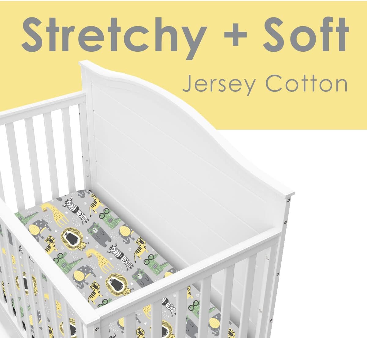 GROW WILD Crib Sheets for Boys | Baby Crib Sheets (3 Pack), Safari Crib Mattress Sheet or Toddler Bed Sheet, Elephant Baby Sheet