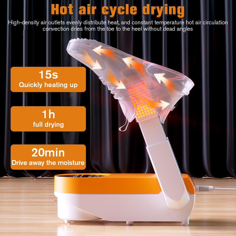 Secador de Zapatos Eléctrico, Secador de Botas de Esquí con 4 Temporizador, Seca Zapato Rápido Diseño Plegable y Portátil, Shoe Dryer para Zapatillas Deporte, Botas Futbol, Botas, Guantes Boxeo