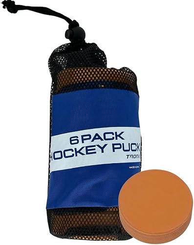 Miniatura 1 de TronX Pucks de hockey sobre hielo naranja con peso  Disco de entrenamiento pesado con bolsa de transporte de malla  Tamaño oficial  Ideal para