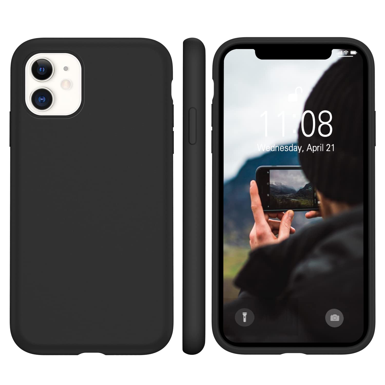 WXX iPhone 11 Case, Liquid Silicone Slim Cover [Shockproof] [Anti-Scratch] [Anti-Drop] Designed for iPhone 11 Phone Case 6.1-inch Matte Black