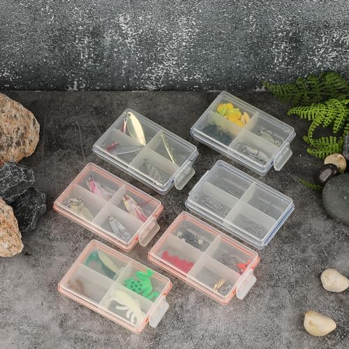 Juxyes 20240321916-JXY Pack Of 6 Plastic Small Fishing Tackle Box Organizer With 4 Compartments, Clear Mini Fishing Tackle Storage Boxes thumb #6