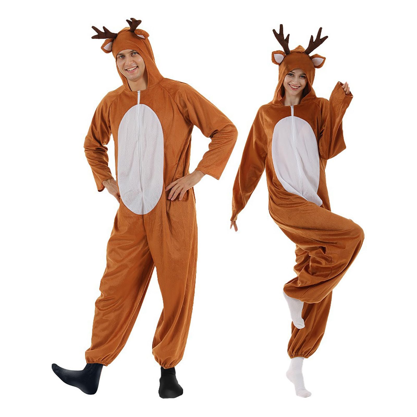 2026 Kombinezon bożonarodzeniowy z kombinezonem na imprezę cosplay dla kobiet i mężczyzn, z zamkiem błyskawicznym, ciepła bielizna nocna, odświętny, jednoczęściowy, na karnawał, domowy, puszysty