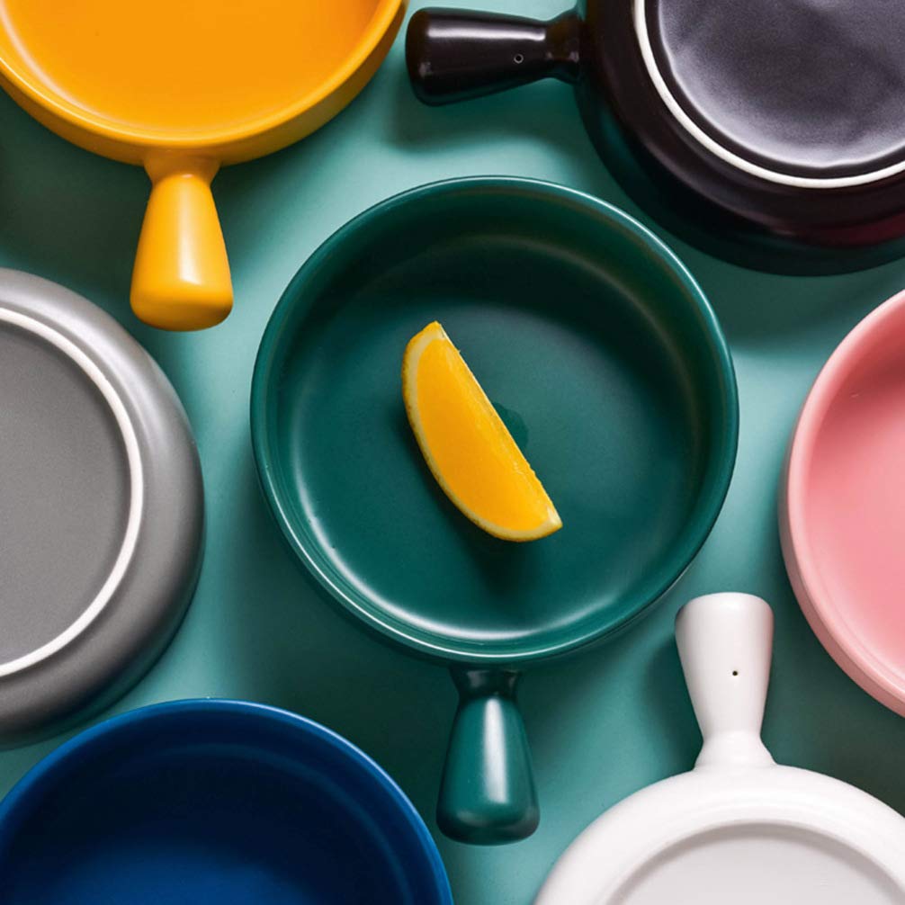 2 cuencos redondos de porcelana mate para sopa de cebolla con asas de cerámica, color verde