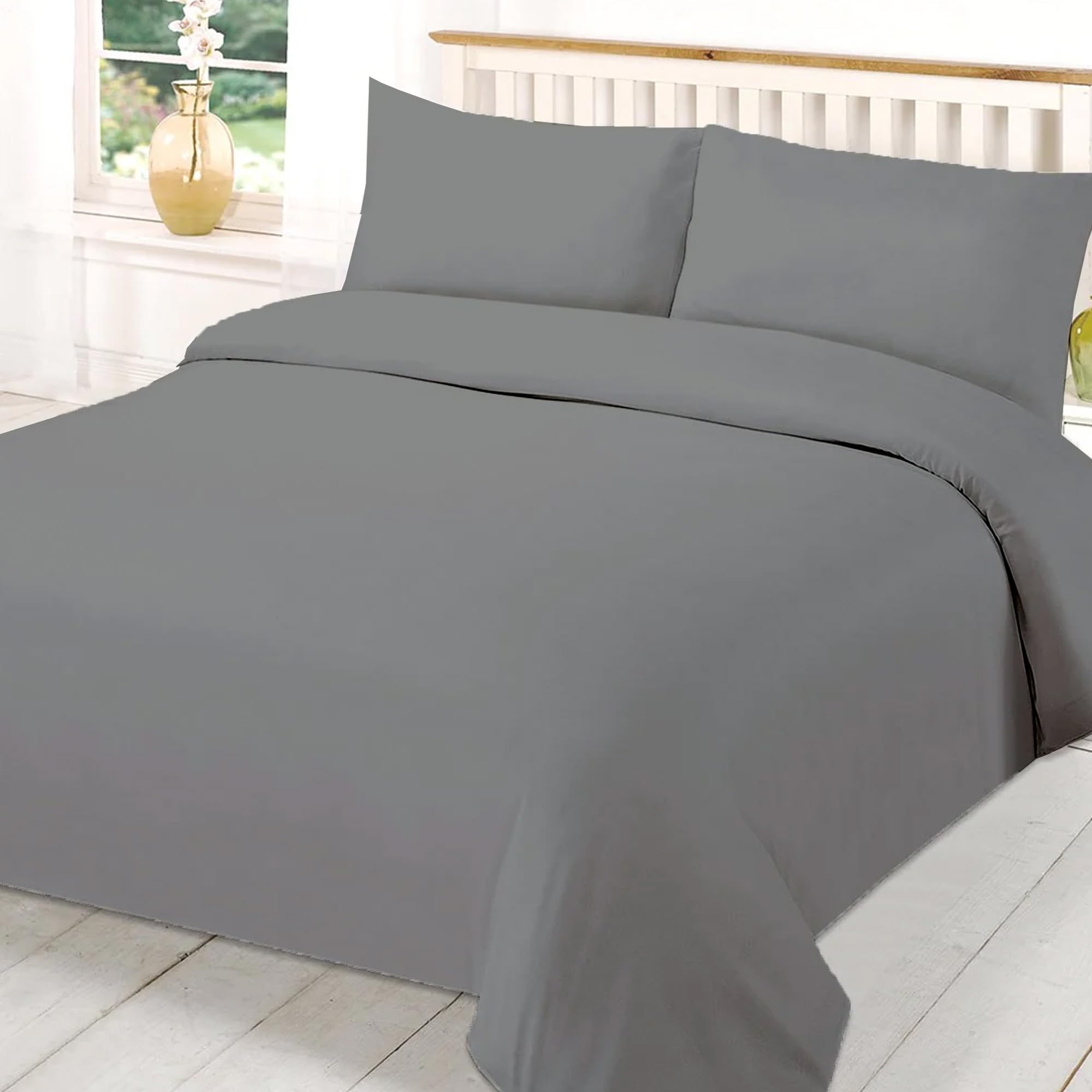 EverSoft Bedding 3PCS 100% Egyptian Cotton King Duvet Cover 400 Thread Count Kingsize Duvet Cover Sets with 2x Pillowcase King Size Duvet Cover Sets