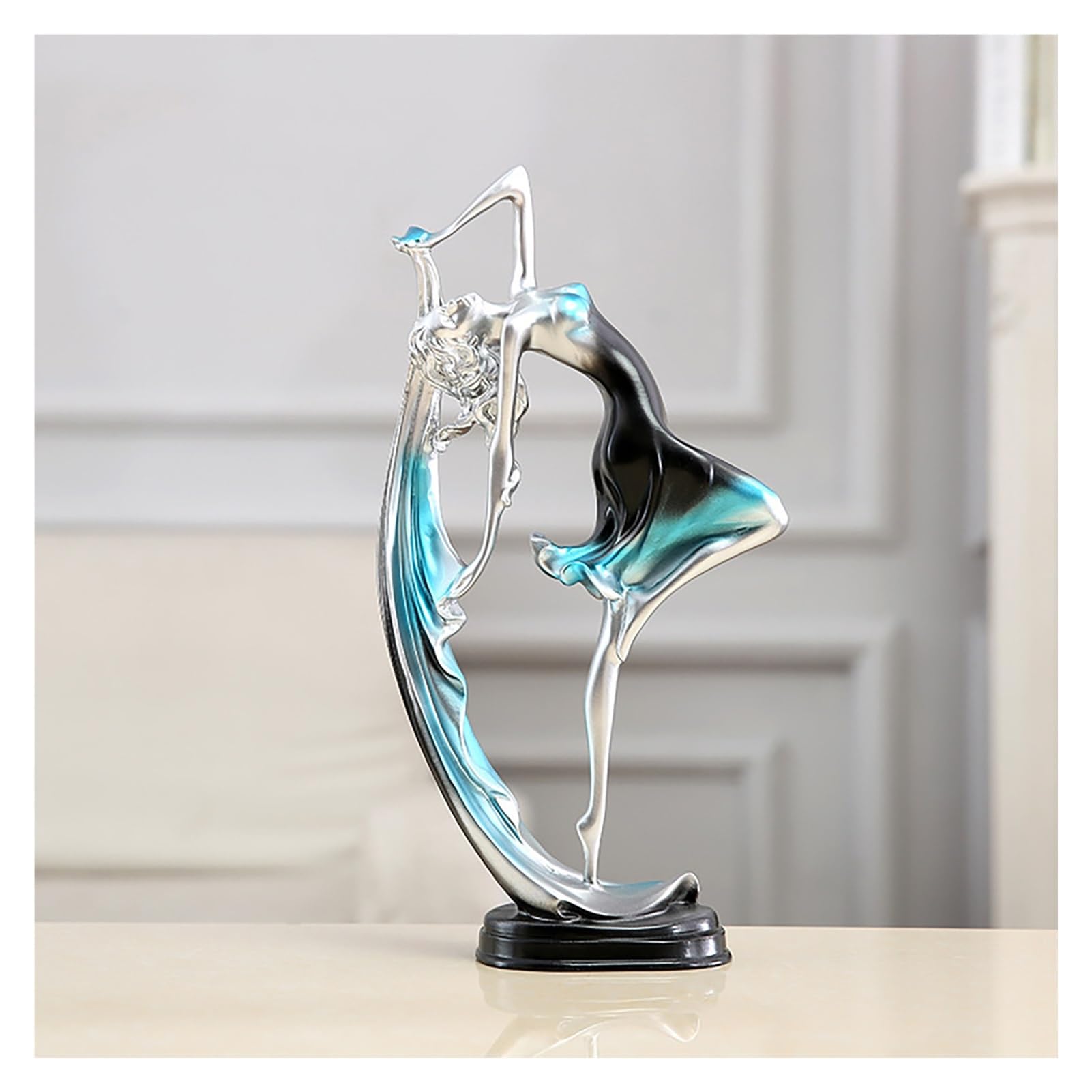 Dytartzx Creative Modern Dancing Girl Statue Decor, Resin Figurine Sculpture for Home and Office Arrangement, Desktop Ornament for Bookshelf and Tabletop Decoration, Ele