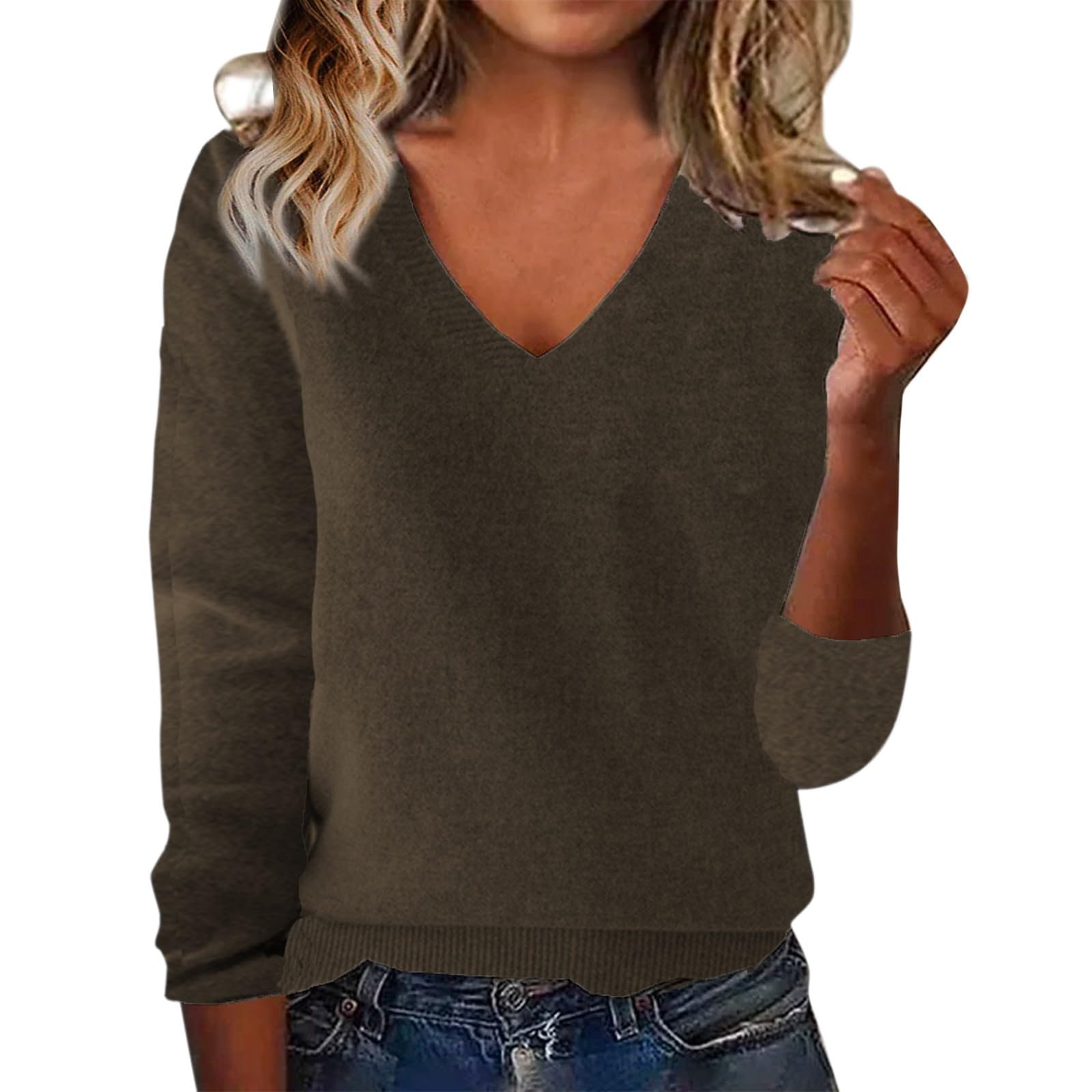 Cashmere Sweaters for Women Merino Wool V Neck Long Sleeve Soft Cozy Lightweight Knit Fall Pullover Jumper Sweater