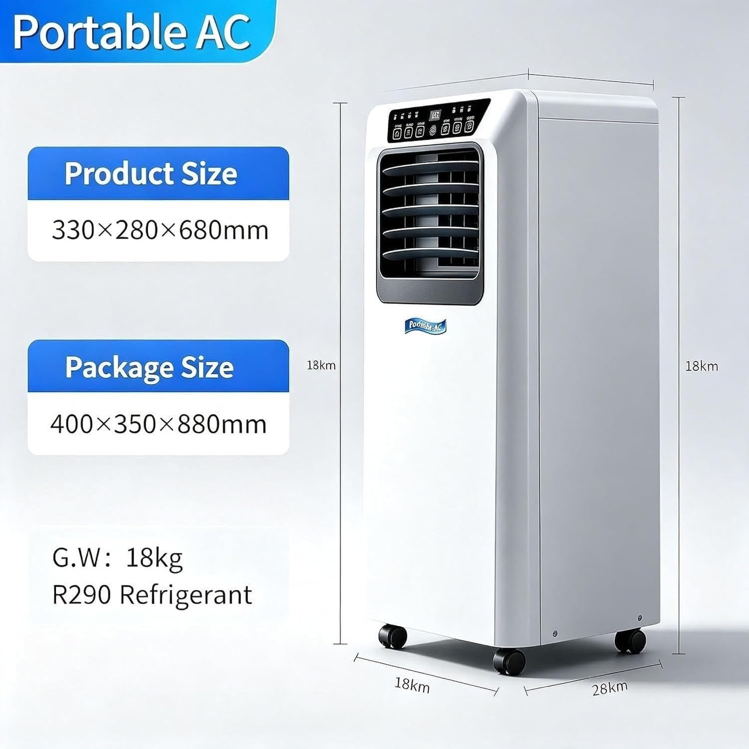 Aire Acondicionado Portátil 14000 BTU 2 en 1 Frío y Calor, Enfriador de Aire Compacto con Ruedas para Habitación, Salón y Oficina, Unidad Móvil, 9000 Btu, 9000 BTU