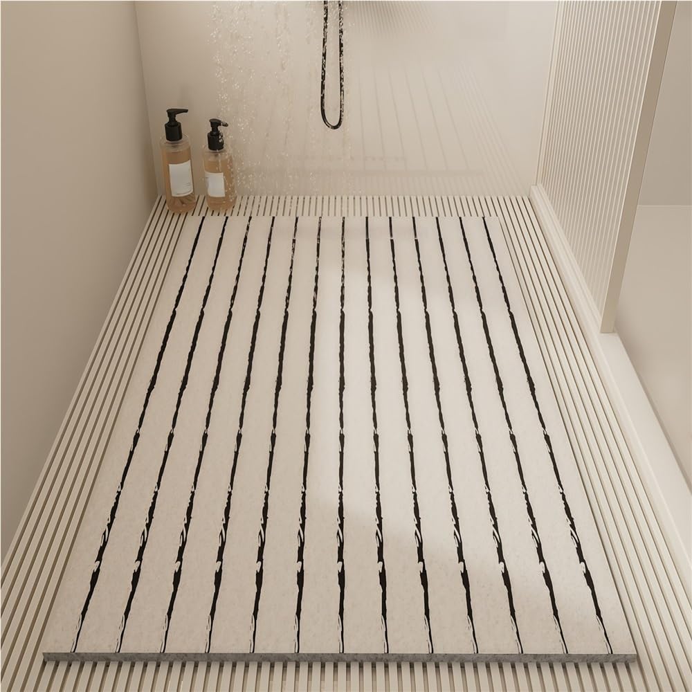 Large Non-Slip Shower Mat, Loofah Bath Mat with Drain, Indoor & Outdoor Square Tub Mat for Bathroom(Red,31.5"*47.2")