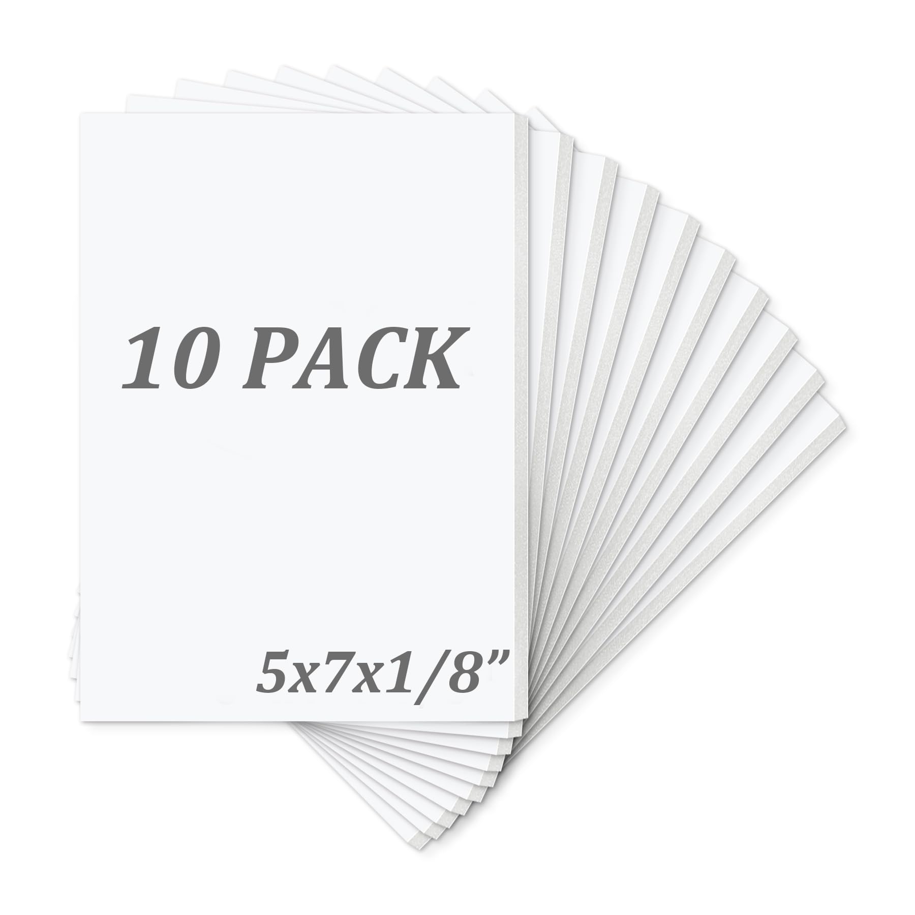 Mat Board Center, Pack of 10 Acid-Free Foam Boards, 5x7 inch White Foam Boards, 1/8" Thick