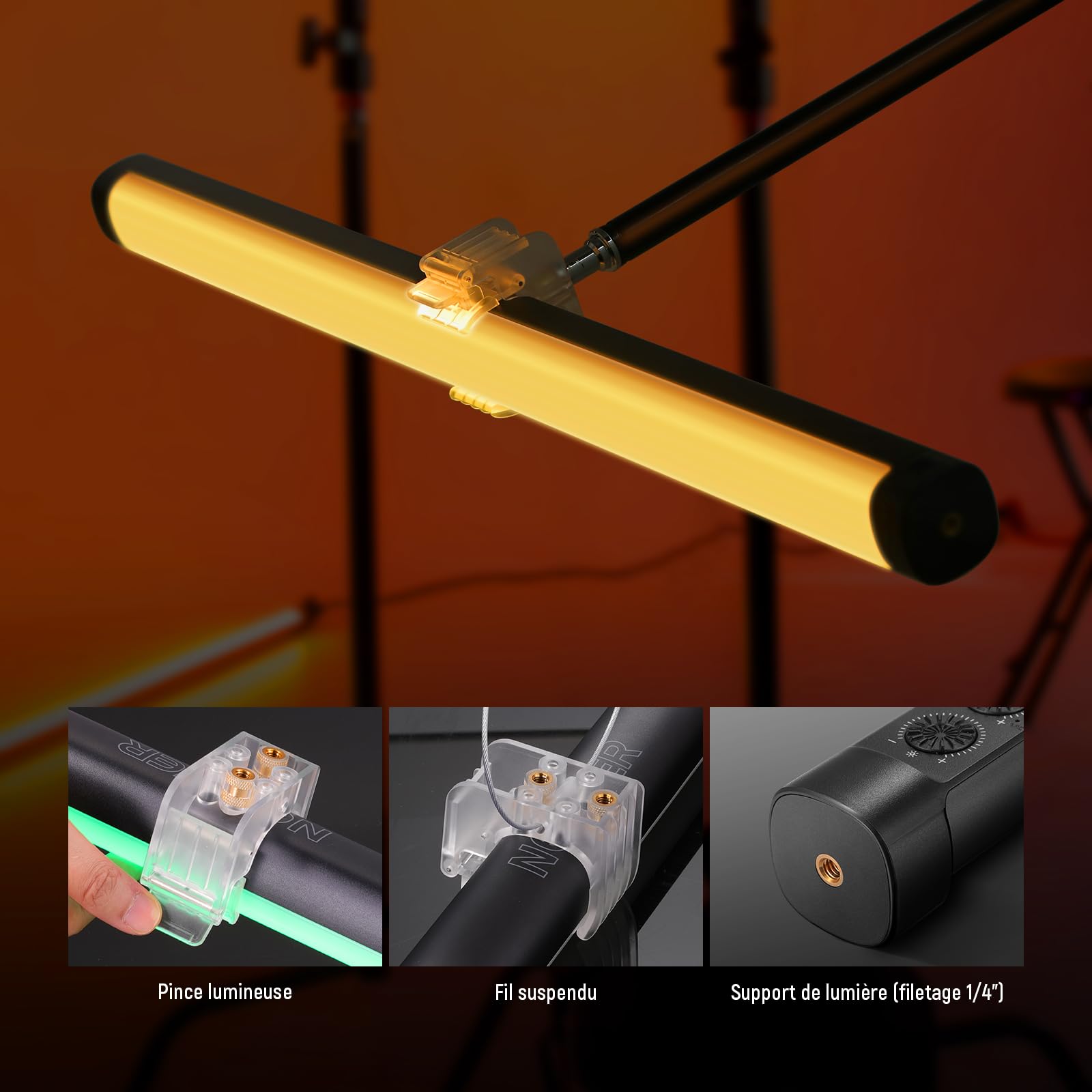 NEEWER TL60 Tube Éclairage Vidéo RGB, Lampe Vidéo LED Portable RGBWW pour Photographie, Bâton Lumineux avec 2,4 G APP Contrôle/DMX, 7 Effets Pixels, 18 Scènes, 2500K-10000K TLCI98+, Batterie 3000mAh